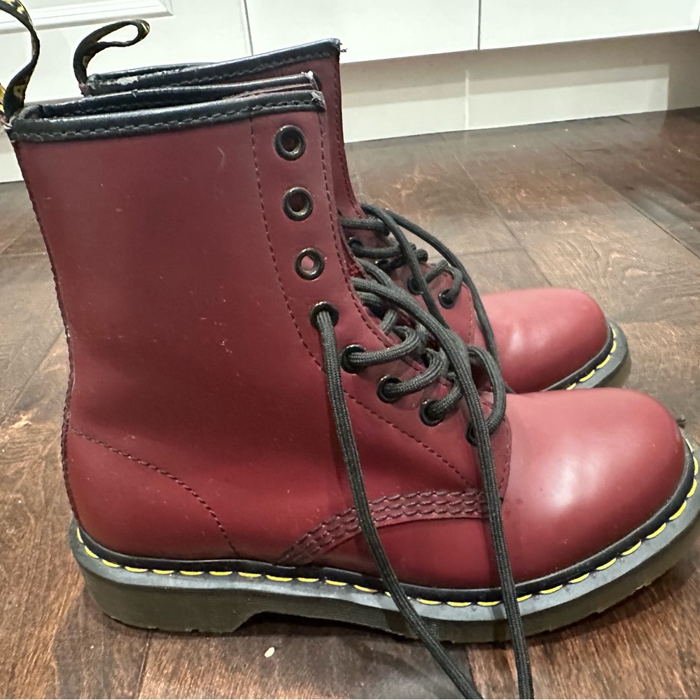 Dr. Martens Cherry Red/ Burgundy Lace-Up Boots